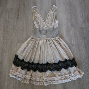 Free People Sheer Metallic Mini Dress with Slip